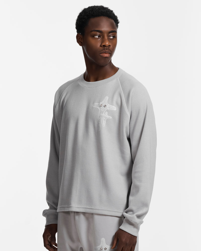 Diamond Grey Waffle Knit Long Sleeve