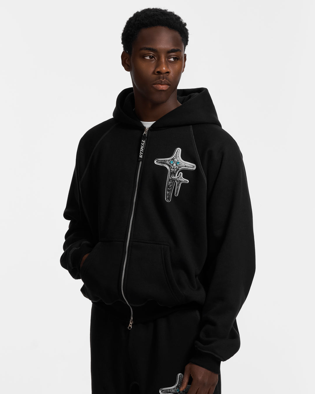 Diamond Black Zip Hoodie