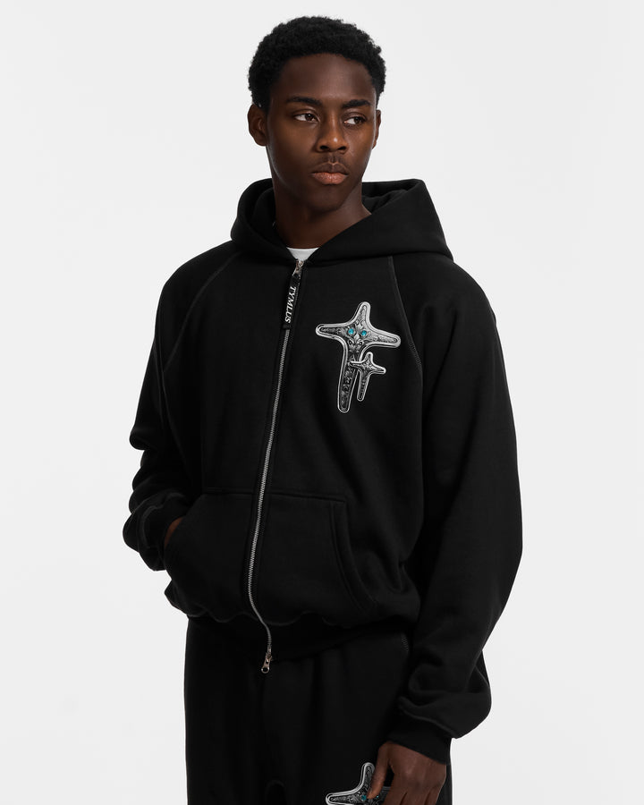 Diamond Black Zip Hoodie