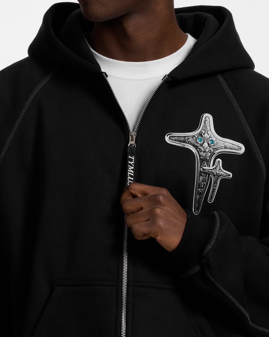 Diamond Black Zip Hoodie