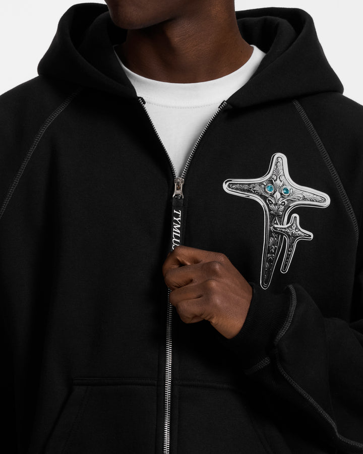 Diamond Black Zip Hoodie